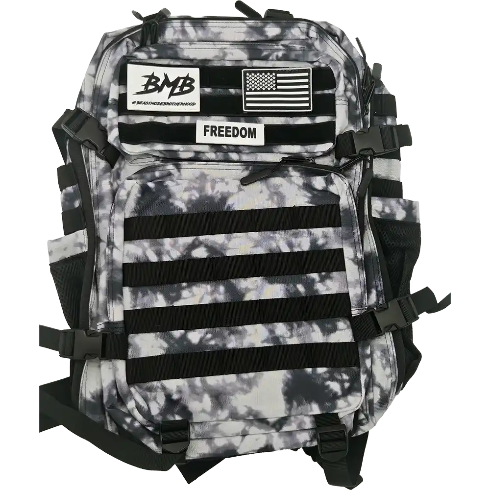 45L Tactical Backpack Black White Camo