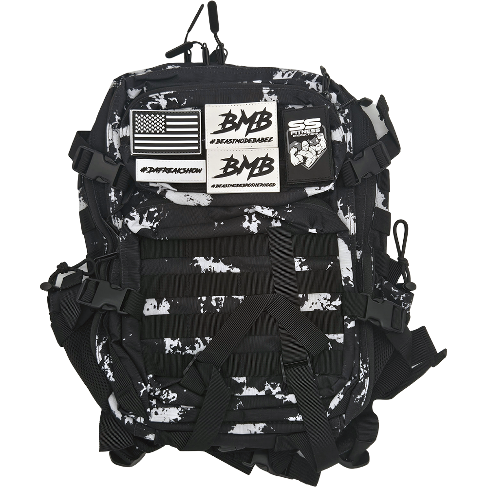 45L Tactical Backpack Black White Flash