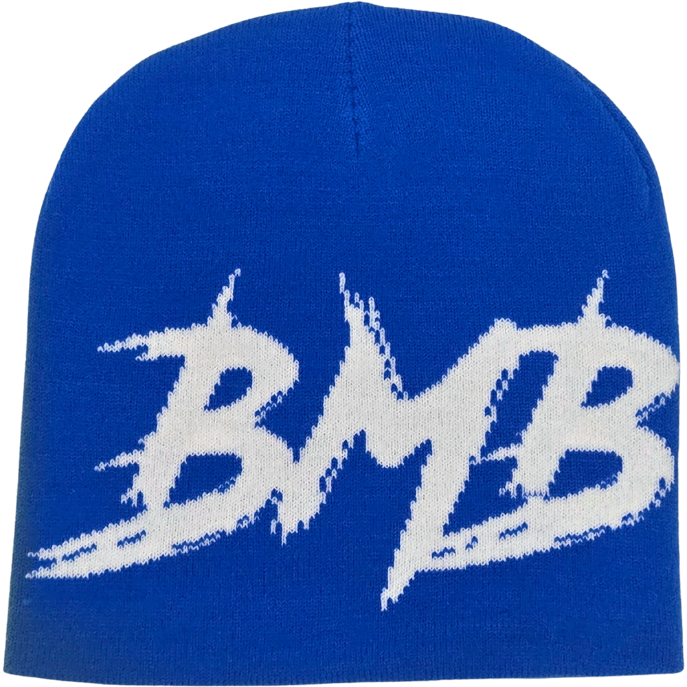 BMB Blue with White Beanie